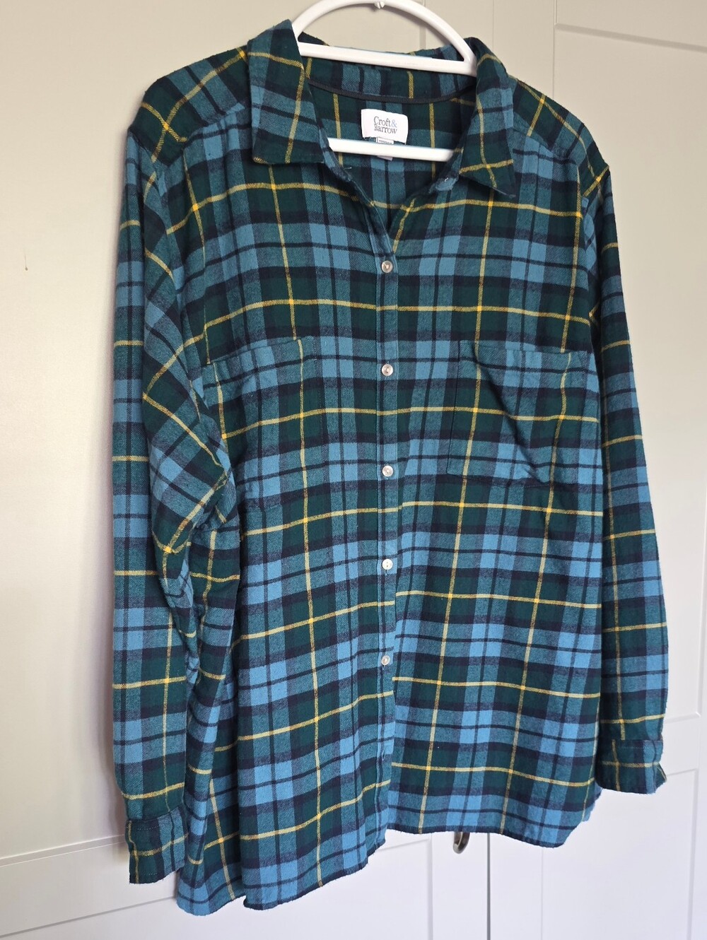 Croft & Barrow Women's Paid Shirt Blue Multi/ 3x